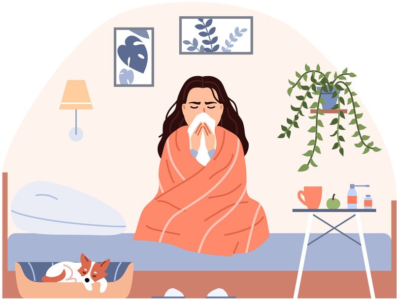 Lady suffering from cough